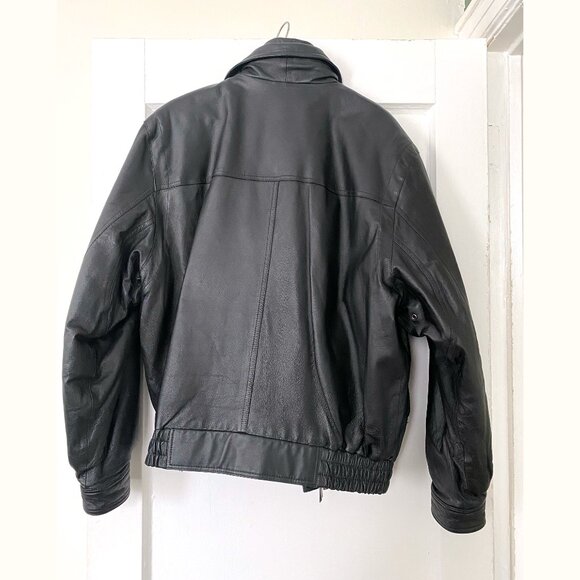 Vintage Black Leather Utility Jacket – Oversized Fit (Men’s L / Unisex) - Picture 2 of 12